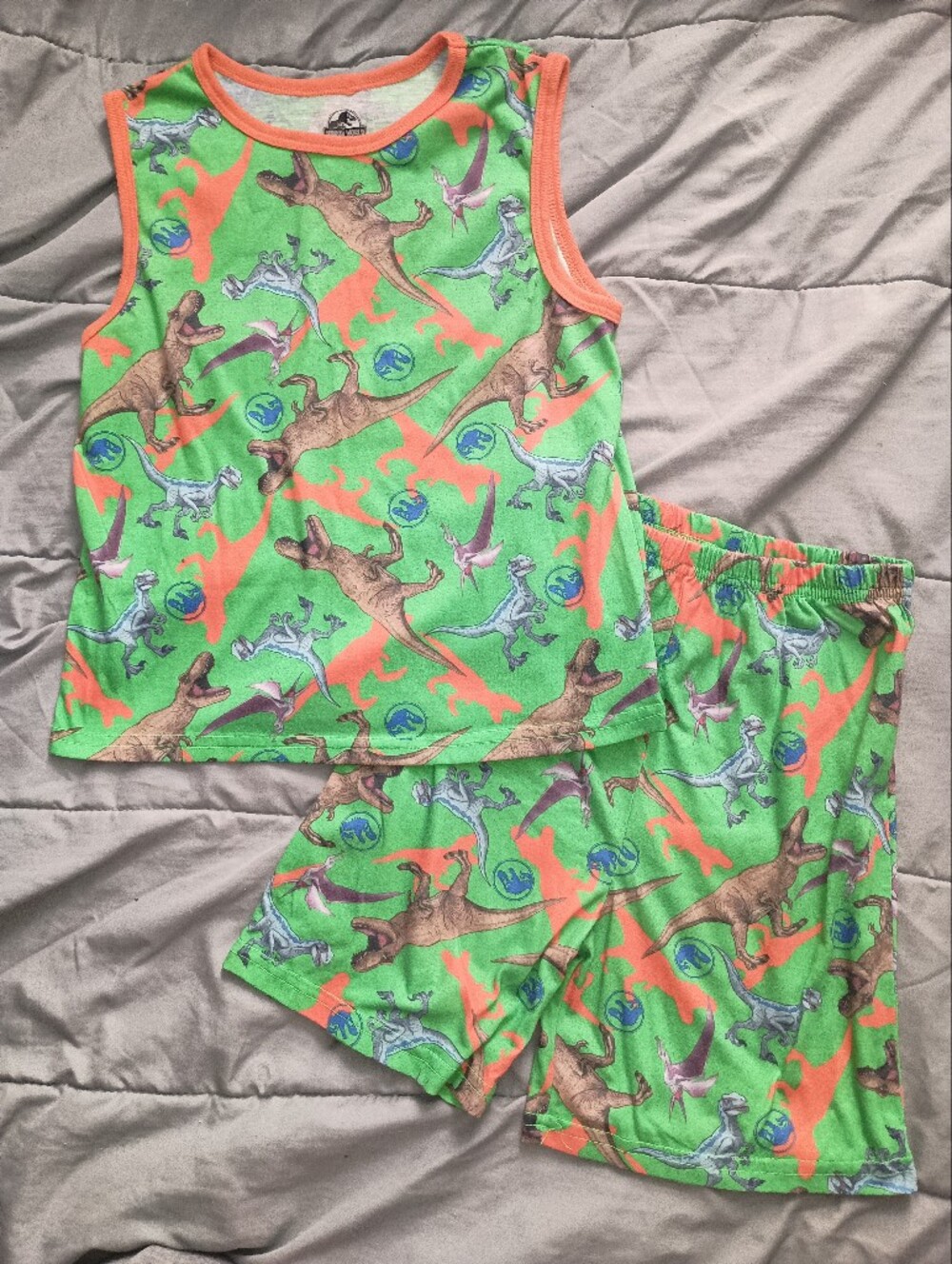 Kids Green Dinosaur Pajama Set